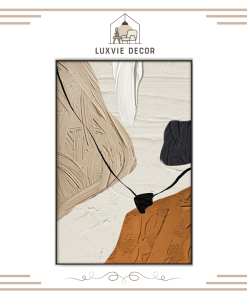 Tranh canvas trừu tượng Giao Thoa Tĩnh Lặng tone be nâu trắng phong cách tối giản Luxvie Decor